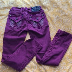 Girls Miss Me Pants-Burgandy color